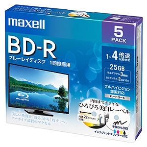 マクセル 【生産完了品】録画用BD-R 1層25GB 1〜4倍速記録対応 5枚入 BRV25WPE.5S