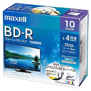 マクセル 録画用BD-R 1層25GB 1〜4倍速記録対応 10枚入 BRV25WPE.10S
