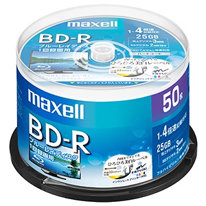 マクセル 録画用BD-R 1層25GB 1〜4倍速記録対応 50枚入 スピンドルケース 録画用BD-R 1層25GB 1〜4倍速記録対応 50枚入 スピンドルケース BRV25WPE.50SP