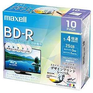 マクセル 【生産完了品】録画用BD-R デザインプリントレーベルディスク 1層25GB 1〜4倍速記録対応 10枚入 録画用BD-R デザインプリントレーベルディスク 1層25GB 1〜4倍速記録対応 10枚入 BRV25PME.10S