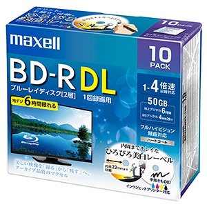 マクセル 録画用BD-R 2層50GB 1〜4倍速記録対応 10枚入 録画用BD-R 2層50GB 1〜4倍速記録対応 10枚入 BRV50WPE.10S