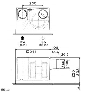 VL-150ZSK3 (三菱)｜ダクト用ロスナイ 電子式シャッターなし｜換気扇 ...