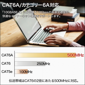 ホーリック LANケーブル UTP カテゴリー6A フラット 0.5m パープル LANケーブル UTP カテゴリー6A フラット 0.5m パープル LC05-504FB 画像3