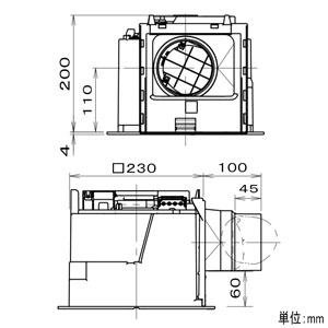 パナソニック 天井埋込形換気扇 ルーバー別売タイプ 大風量形 埋込寸法□240mm パイプ径φ100mm 風圧式高気密シャッター付 天井埋込形換気扇 ルーバー別売タイプ 大風量形 埋込寸法□240mm パイプ径φ100mm 風圧式高気密シャッター付 FY-24JDK8 画像2