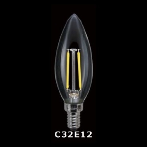 東西電気産業 シャンデリア型フィラメントLED25Wタイプ 2100K調光 クリア TZC32E12SC-2-100/21 1P