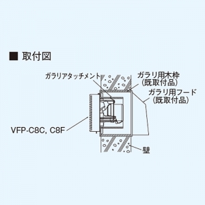 日本キヤリア(東芝) ガラリアタッチメント φ100mm用 パイプ用ファン専用取付用部材 ガラリアタッチメント φ100mm用 パイプ用ファン専用取付用部材 PT-8A 画像4