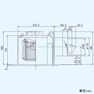 日本キヤリア(東芝) ダクト用換気扇 ≪ツインエアロファン≫ ルーバー別売タイプ 低騒音形 サニタリー用 プラスチックボディ 接続ダクトφ100mm 埋込寸法225mm角 ダクト用換気扇 ≪ツインエアロファン≫ ルーバー別売タイプ 低騒音形 サニタリー用 プラスチックボディ 接続ダクトφ100mm 埋込寸法225mm角 DVF-XT14CX 画像2