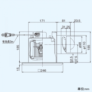 日本キヤリア(東芝) ダクト用換気扇 ≪ツインエアロファン≫ ルーバーセットタイプ 優良住宅部品 BL規格浴室用&#8544;型 低騒音形 スタンダード格子タイプ サニタリー用 プラスチックボディ 2極接地形差込み引掛けプラグ電源コード付 接続ダクトφ100mm 埋込寸法175mm角 ダクト用換気扇 ≪ツインエアロファン≫ ルーバーセットタイプ 優良住宅部品 BL規格浴室用&#8544;型 低騒音形 スタンダード格子タイプ サニタリー用 プラスチックボディ 2極接地形差込み引掛けプラグ電源コード付 接続ダクトφ100mm 埋込寸法175mm角 DVF-T10CLBH 画像2