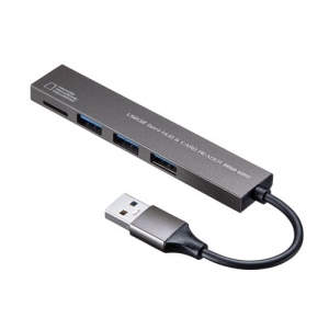 サンワサプライ 【生産完了品】USB Type-C 3ポート スリムハブ(microSDカードリーダー付き) USB-3HC317S