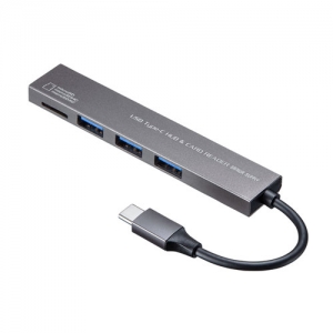 サンワサプライ 【生産完了品】USB Type-C 3ポート スリムハブ(microSDカードリーダー付き) USB-3TCHC17S