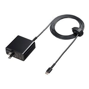 サンワサプライ USB Power Delivery対応AC充電器(PD45W・TypeCケーブル一体型) USB Power Delivery対応AC充電器(PD45W・TypeCケーブル一体型) ACA-PD75BK