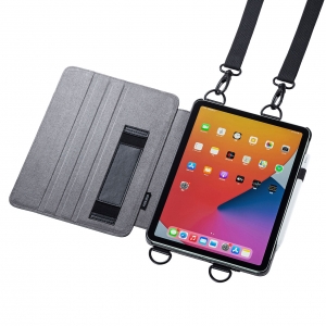 サンワサプライ iPad Air 2020  スタンド機能付きショルダーベルトケース iPad Air 2020  スタンド機能付きショルダーベルトケース PDA-IPAD1712BK 画像3