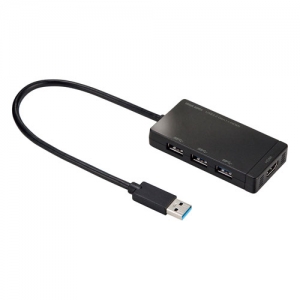 サンワサプライ HDMIポート搭載 USB3.2Gen1 3ポートハブ HDMIポート搭載 USB3.2Gen1 3ポートハブ USB-3H332BK