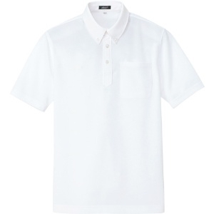 アイトス ボタンダウン半袖ポロシャツ ホワイト S AZ10599001S