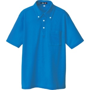 アイトス ボタンダウン半袖ポロシャツ ブルー M AZ10599006M