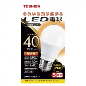 東芝 LED電球 A形 一般電球形  40W相当 全方向 電球色 E26 LED電球 A形 一般電球形  40W相当 全方向 電球色 E26 LDA5L-G/40V1R
