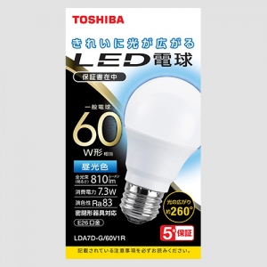 東芝 【ケース販売特価 10個セット】LED電球 A形 一般電球形  60W相当 全方向 昼光色 E26 LDA7D-G/60V1R