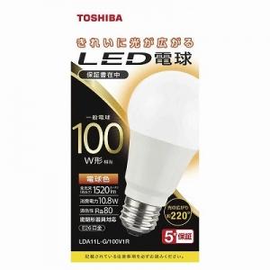東芝 【ケース販売特価 10個セット】LED電球 A形 一般電球形  100W相当 全方向 電球色 E26 LDA11L-G/100V1R