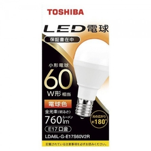 東芝 LED電球 ミニクリ形 60W相当 広配光 電球色 E17 LDA6L-G-E17S60V2R