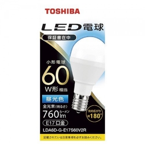 東芝 LED電球 ミニクリ形 60W相当 広配光 昼光色 E17 LDA6D-G-E17S60V2R