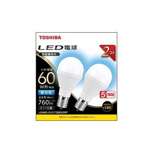 東芝 【ケース販売特価 5個セット】LED電球 ミニクリ形 60W相当 広配光 昼光色 E17 2P LDA6D-G-E17S60V2RP