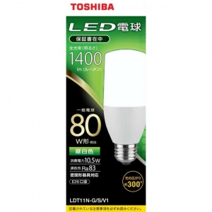 東芝 【ケース販売特価 10個セット】LED電球 T形 80W相当 昼白色 E26 LDT11N-G/S/V1