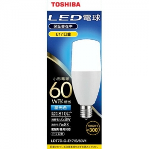 東芝 【ケース販売特価 10個セット】LED電球 T形 60W相当 昼光色 E17 LDT7D-G-E17/S/60V1