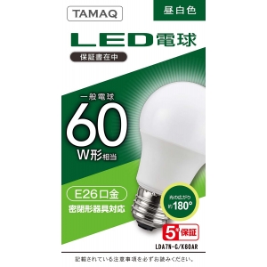 NVCライティングジャパン LED電球 A形 一般電球形 60W相当 昼白色(5000K) E26 LED電球 A形 一般電球形 60W相当 昼白色(5000K) E26 LDA7N-G/K60AR
