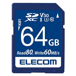 ELECOM SDXCカード 64GB UHS-&#8544;U3・V30対応 データ復旧サービス付 MF-FS064GU13V3R