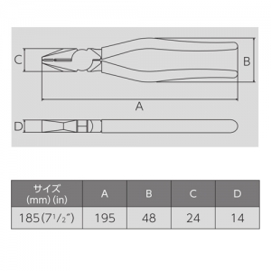 フジ矢 ペンチ・圧着付(成型カバー付) ペンチ・圧着付(成型カバー付) 265AP-185 画像2