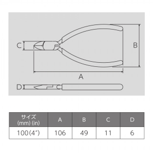 フジ矢 マイクロニッパ(樹脂カバー付) マイクロニッパ(樹脂カバー付) 101BS-100 画像3