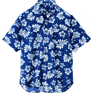 アイトス ボタンダウンアロハシャツ(ハワイの夜)(男女兼用) ネイビー 3S AZ561090083S