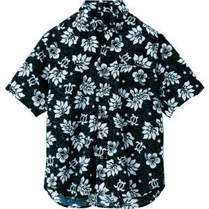 アイトス ボタンダウンアロハシャツ(ハワイの夜)(男女兼用) ブラック LL AZ56109010LL