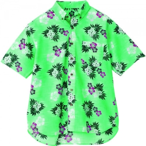アイトス ボタンダウンアロハシャツ(カジーマ)(男女兼用) グリーン 3L AZ561100153L