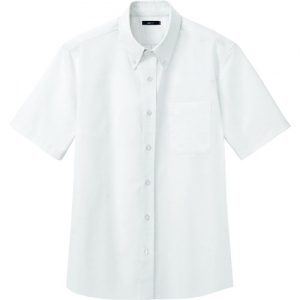 アイトス メンズ半袖オックスボタンダウンシャツ ホワイト S AZ7872001S