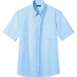 アイトス メンズ半袖オックスボタンダウンシャツ サックス S AZ7872007S