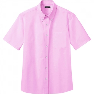 アイトス メンズ半袖オックスボタンダウンシャツ ピンク S AZ7872060S
