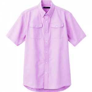 アイトス メンズ半袖オックスボタンダウンシャツ 両ポケットフラップ付 ピンク S AZ7878060S