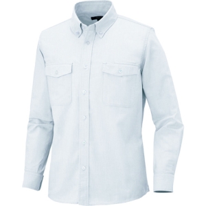 アイトス メンズ長袖オックスボタンダウンシャツ 両ポケットフラップ付き ホワイト S AZ7880001S