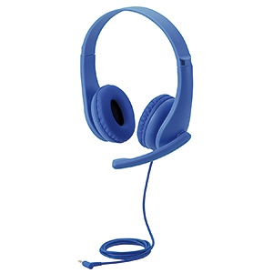 ELECOM 【生産完了品】こども専用ヘッドセット 4極ミニプラグ接続 両耳オーバーヘッドタイプ マイクアーム付 ブルー HS-KD01TDBU