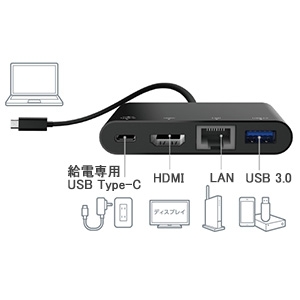 ELECOM ドッキングステーション Type-C接続 USB・HDMI・LANポート搭載 PD対応 長さ0.3m ブラック ドッキングステーション Type-C接続 USB・HDMI・LANポート搭載 PD対応 長さ0.3m ブラック DST-C09BK 画像2