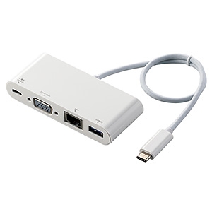 ELECOM ドッキングステーション Type-C接続 USB・VGA・LANポート搭載 PD対応 長さ0.3m ホワイト ドッキングステーション Type-C接続 USB・VGA・LANポート搭載 PD対応 長さ0.3m ホワイト DST-C10WH