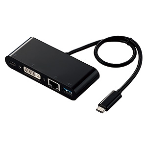 ELECOM ドッキングステーション Type-C接続 USB・DVI・LANポート搭載 PD対応 長さ0.3m ドッキングステーション Type-C接続 USB・DVI・LANポート搭載 PD対応 長さ0.3m DST-C11BK