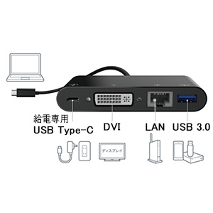 ELECOM ドッキングステーション Type-C接続 USB・DVI・LANポート搭載 PD対応 長さ0.3m ドッキングステーション Type-C接続 USB・DVI・LANポート搭載 PD対応 長さ0.3m DST-C11BK 画像2