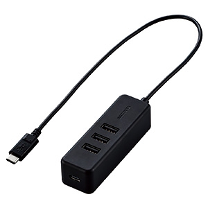 ELECOM USBハブ Type-C接続 USB3ポート PD対応 長さ0.3m ブラック USBハブ Type-C接続 USB3ポート PD対応 長さ0.3m ブラック U2HC-T431PBK