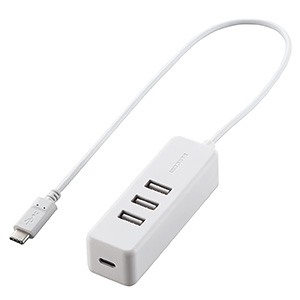 ELECOM USBハブ Type-C接続 USB3ポート PD対応 長さ0.3m ホワイト U2HC-T431PWH
