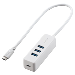 ELECOM USB3.1(Gen1)ハブ USB3ポート PD対応 長さ0.3m ホワイト U3HC-T431P5WH