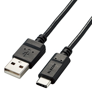 ELECOM USB2.0ケーブル TypeA-TypeC 形状記憶・抗菌タイプ 長さ2.0m ブラック MPA-MAC20NBK