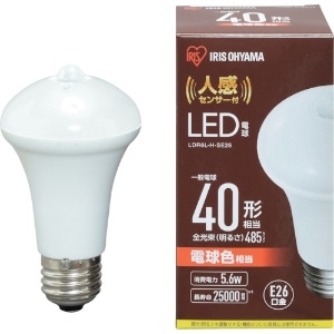 アイリスオーヤマ 【販売終了】LED電球 人感センサー付 40W形相当 全光束485lm 電球色相当 E26口金 LED電球 人感センサー付 40W形相当 全光束485lm 電球色相当 E26口金 LDR6L-H-SE25