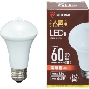 アイリスオーヤマ 【販売終了】LED電球 人感センサー付 60W形相当 全光束810lm 電球色相当 E26口金 LDR9L-H-SE25